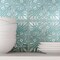 8 in x 8 in Teal and Silver Leaves Foil Peel and Stick Paper Tile Backsplash (24-Pack)